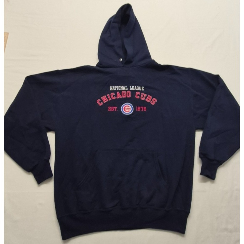 Stitches Chicago Cubs‎ men's navy pullover front pocket hoodie sweatshirt MLB LG
